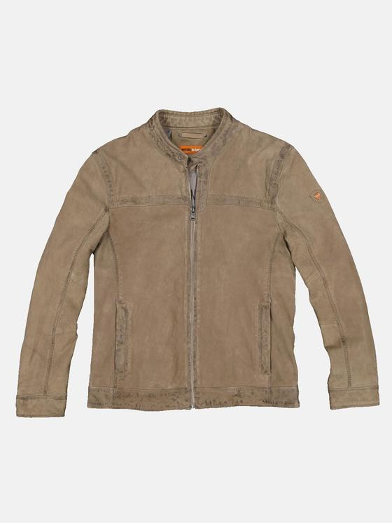 emilio adani Herren Lederjacke aus Nubukleder Beige 32974