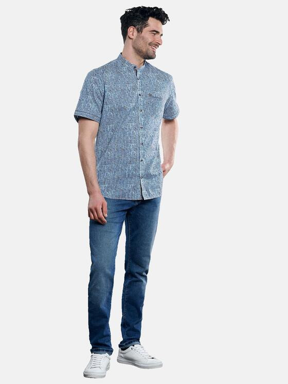 engbers Herren Kurzarmhemd aus Leinen Indigoblau 31302