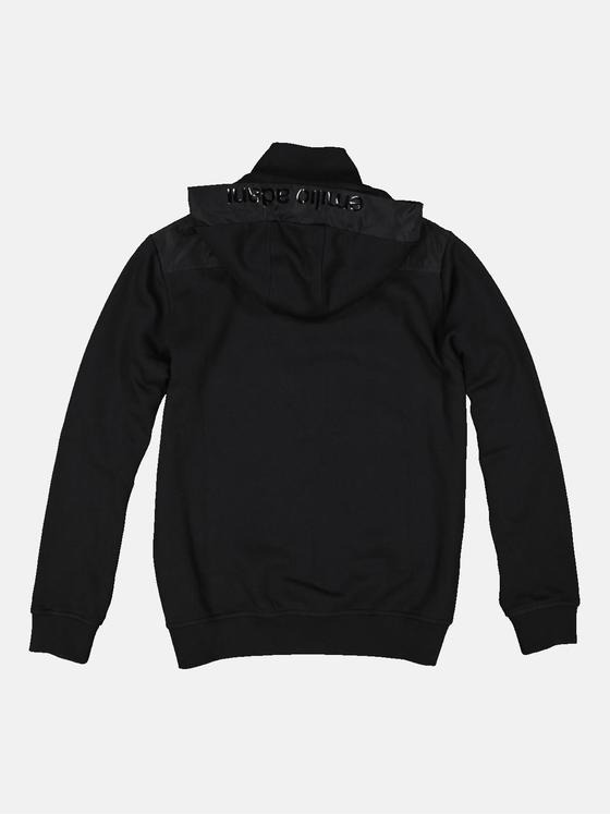 emilio adani Herren Sweatjacke mit abnehmbarer Kapuze Schwarz 34114