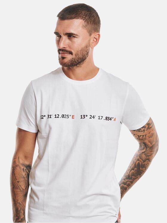 emilio adani Herren T-Shirt mit Print Weiß 32479