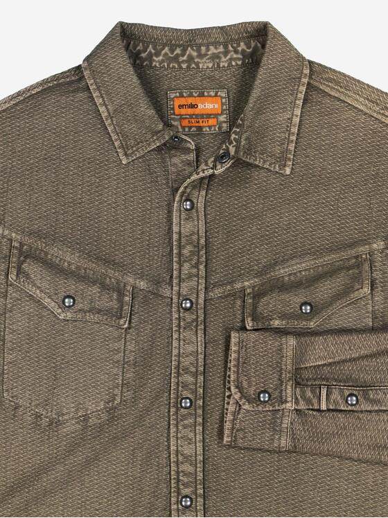 emilio adani Herren Langarm-Shirt slim fit Dunkelbraun 37724