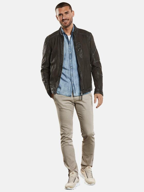 emilio adani Herren Lederjacke aus Nubuk-Leder Grün 34223