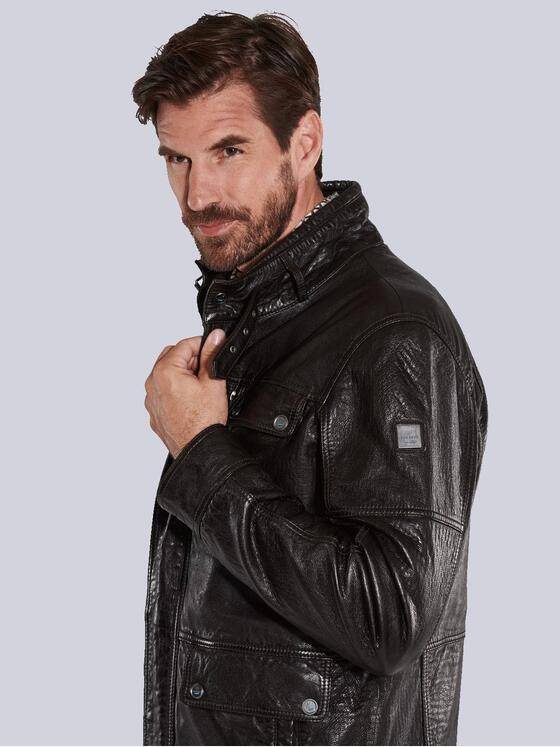 ENGBERS GERMANY Herren Lederjacke mit innovativer Warenoberfläche Braun 35440