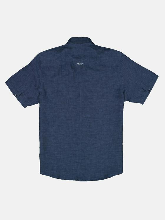engbers Herren Kurzarm-Hemd aus Leinen Saphirblau 32821