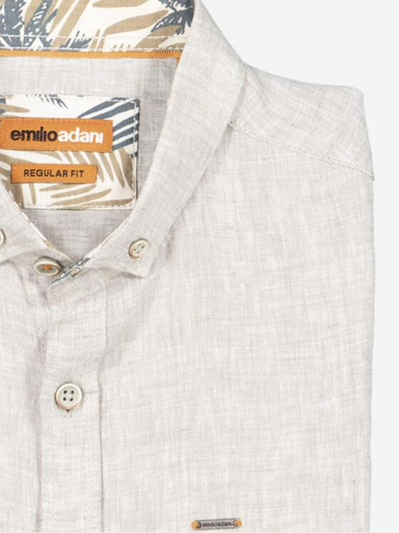 emilio adani Herren Kurzarm-Hemd uni Beige 36856