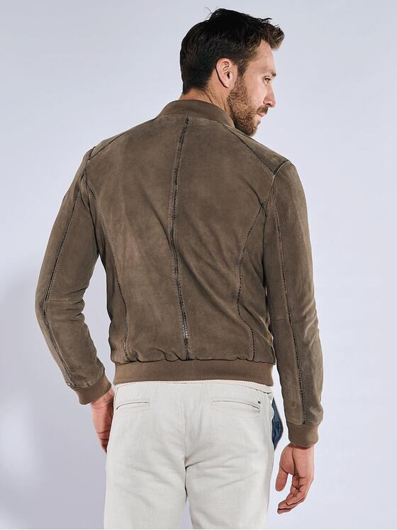 emilio adani Herren Lederjacke slim fit Grün 36517