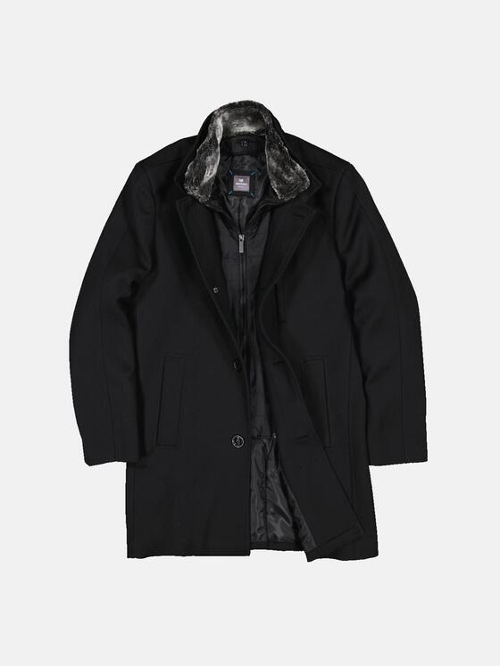 ENGBERS GERMANY Herren Mantel mit Inlet Schwarz 33586