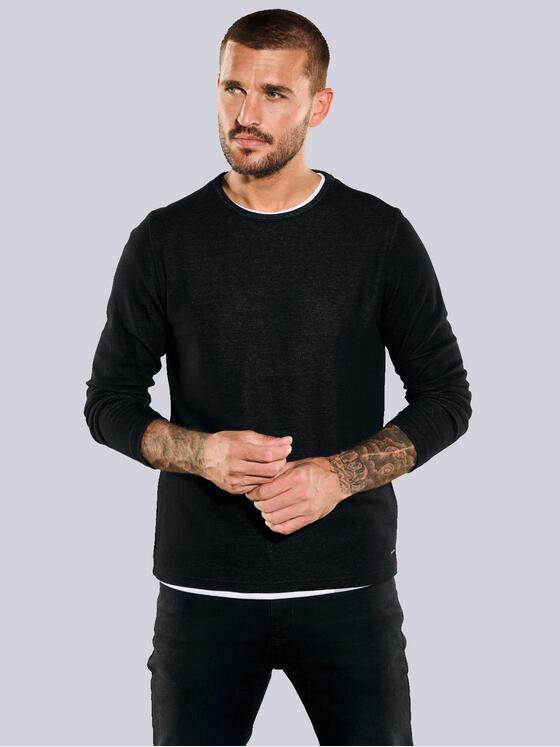 emilio adani Herren Pullover uni Schwarz 35621