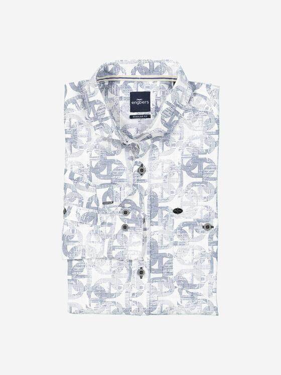 engbers Herren Langarm-Hemd gemustert Blau 37331