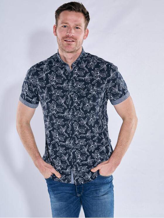 engbers Herren Kurzarm-Hemd gemustert Blau 38293