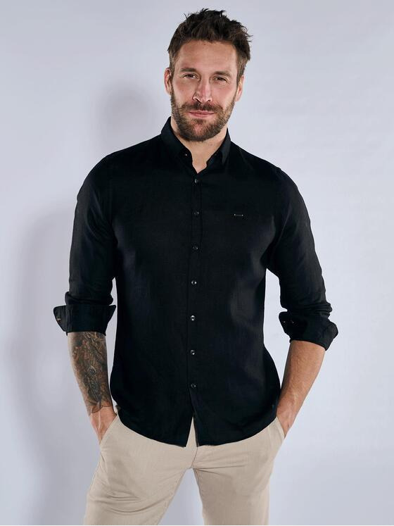 emilio adani Herren Hemd uni Schwarz 36604