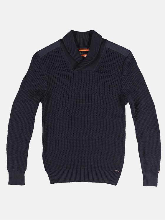 emilio adani Herren Modischer Schalkragenpullover Blau 30848