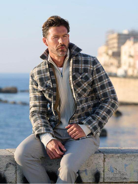 emilio adani Herren Overshirt mit Reißverschluss Schwarzbraun 39335