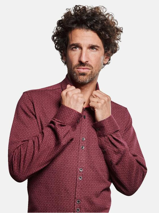 engbers Herren Langarm-Hemd gemustert Karminrot 32465