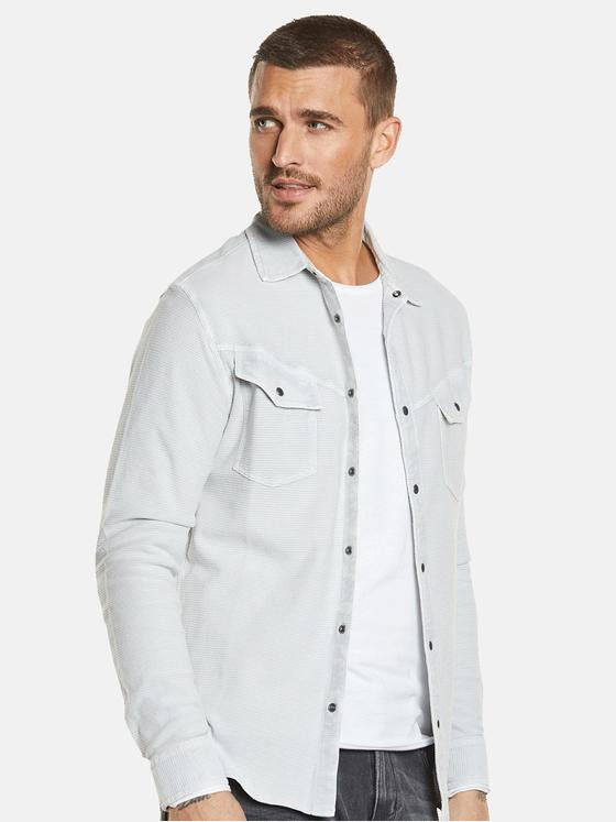emilio adani Herren Langarm-Shirt mit Polo-Kragen Grau 34510