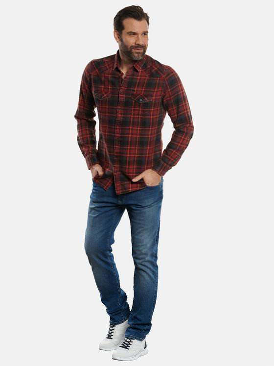 engbers Herren Langarm-Hemd kariert Rot 32344