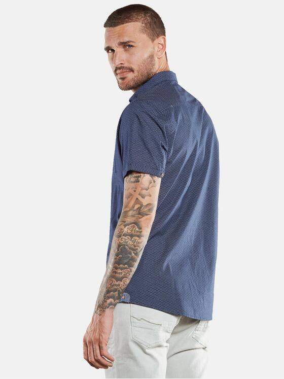 emilio adani Herren Kurzarm-Hemd gemustert Blau 33404