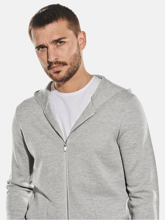 emilio adani Herren Cardigan aus Merinowolle Grau 32063