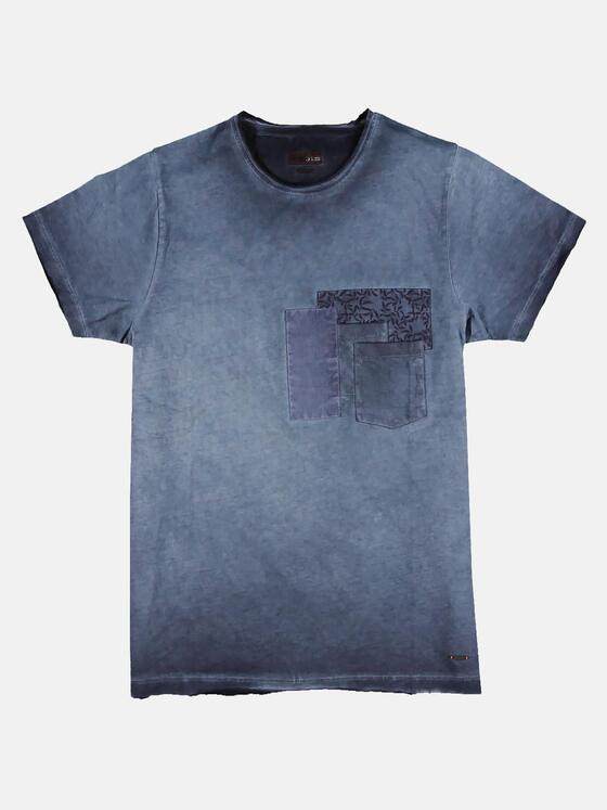 emilio adani Herren Rundhals T-Shirt mit authentischem Farbeffekt Blau 29679