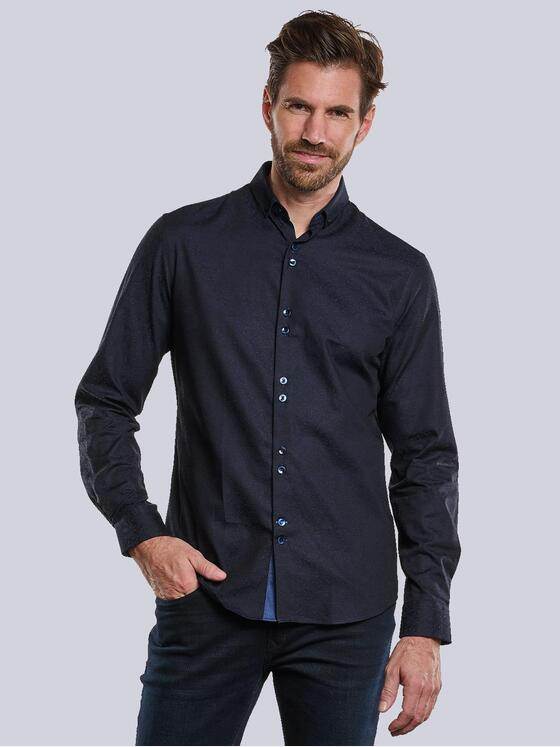 engbers Herren Langarm-Hemd gemustert Blau 34104