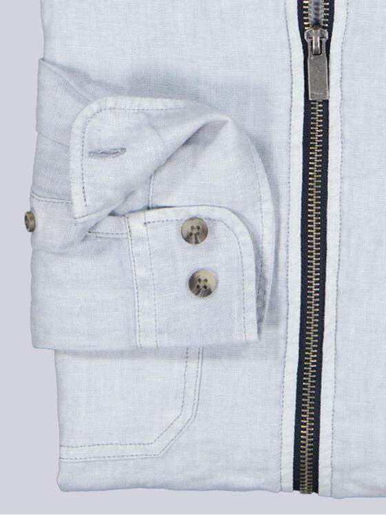 engbers Herren Leinen Overshirt mit Zipper Hellblau 40211