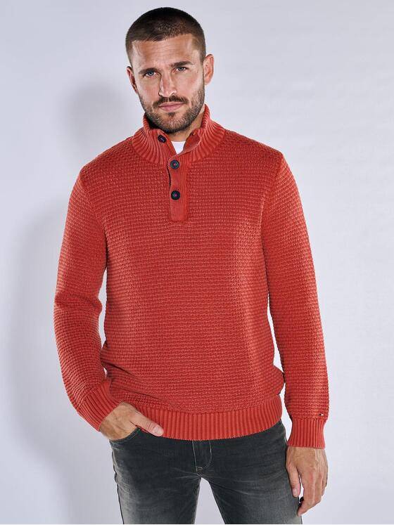 emilio adani Herren Pullover mit Troyerkragen Orange 37790