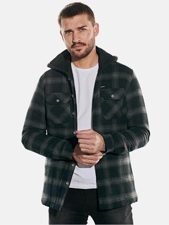 emilio adani Herren Overshirt im Karodesign Grau 31953