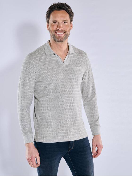 engbers Herren Langarm-Shirt mit Polo-Kragen Silbergrau 38336