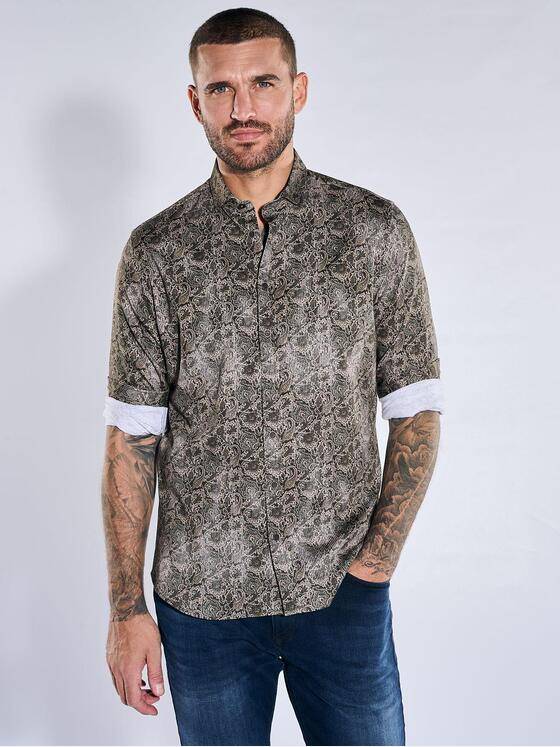emilio adani Herren Jerseyhemd mit Paisley-Muster Braun 40938