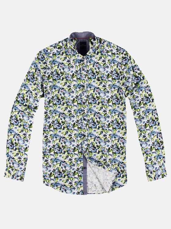 engbers Herren Hemd mit floralem All-Over Print Gruen 31294