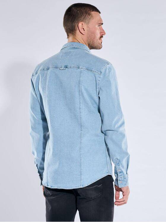 emilio adani Herren Overshirt im Jeans-Look Hellblau 40045