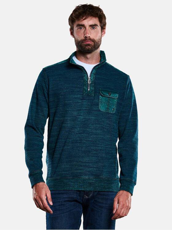 engbers Herren Sweatshirt Troyer-Kragen Petrolgruen 33390