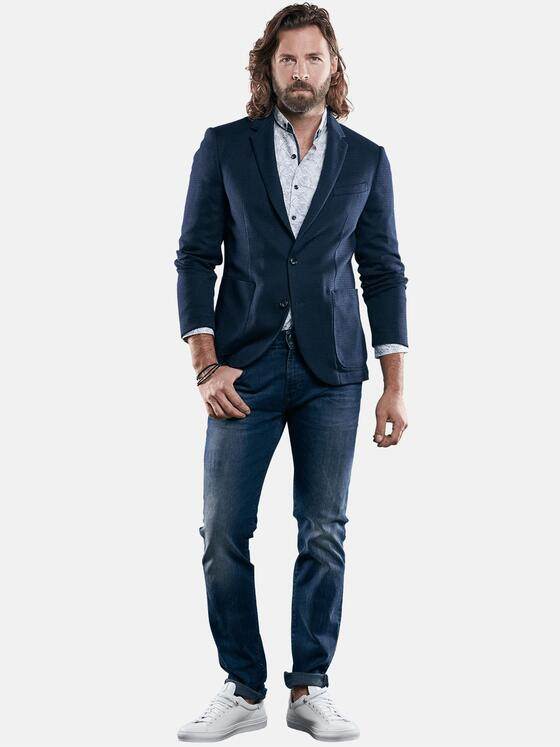 emilio adani Herren Casual Sakko in 3D Optik Blau 28798