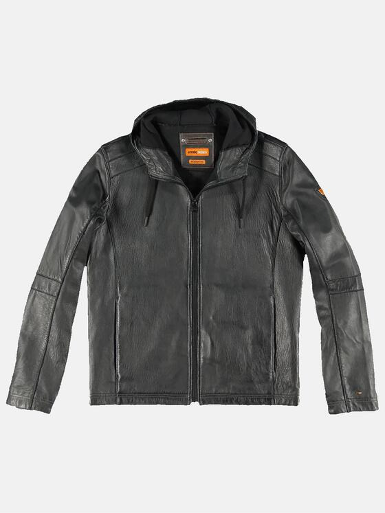 emilio adani Herren Lederjacke in gebondeter Warenqualität Grau 31878