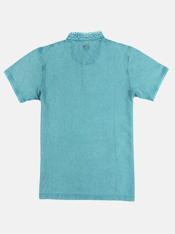 emilio adani Herren Sommerlich gefärbtes Poloshirt mit Stehkragen Türkis 29677