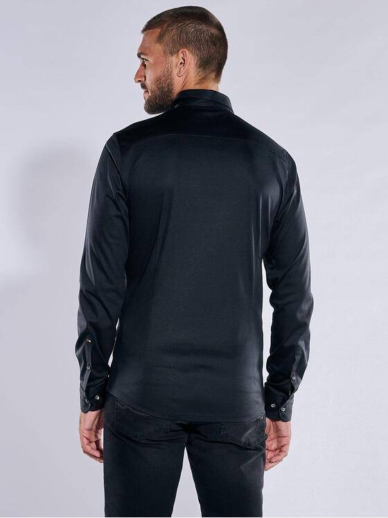 emilio adani Herren Jersey-Hemd Langarm Schwarz 38257