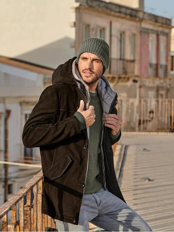 emilio adani Herren Lederparka Braun 35434