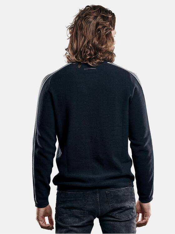 emilio adani Herren softer Pullover mit Kontraststreifen Schwarz 29279
