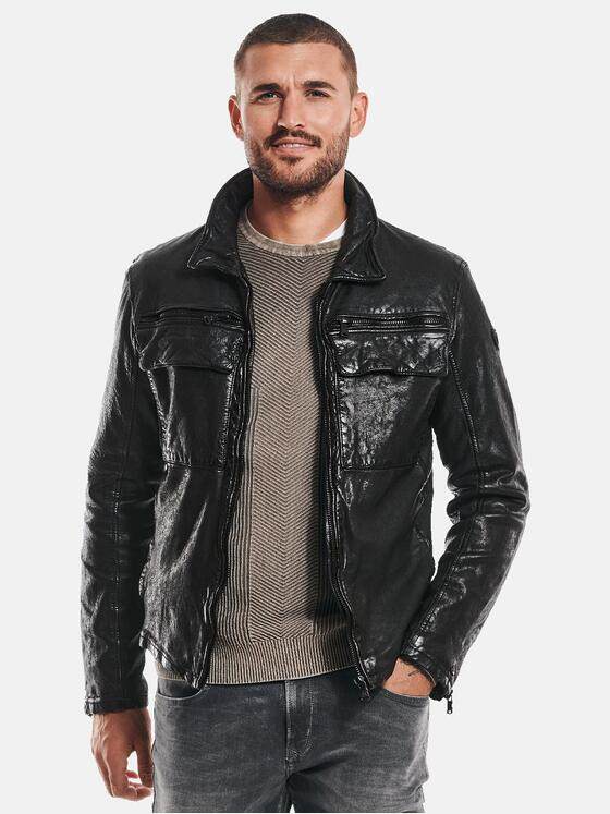 emilio adani Herren Lederjacke Schwarz 32414