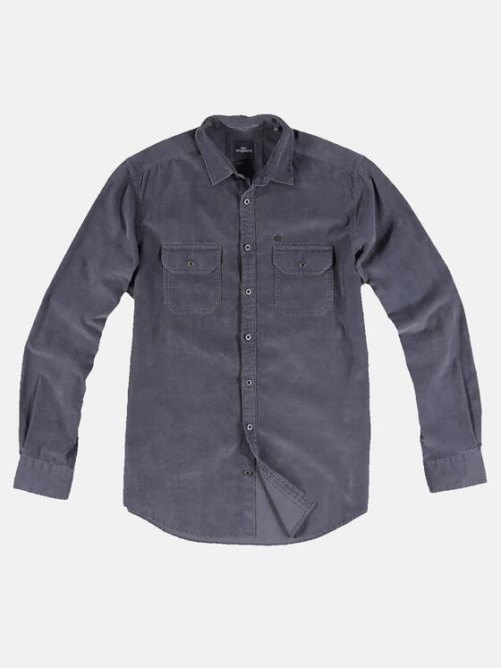 engbers Herren Langarm-Hemd aus Cord Marineblau 32007