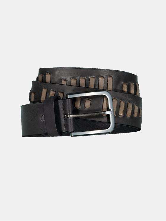 engbers Herren Ledergürtel gemustert Schwarz 34930