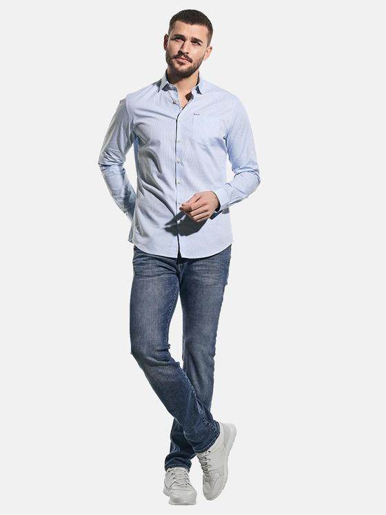 emilio adani Herren Modisches Langarmhemd mit dezenter Struktur Blau 31326