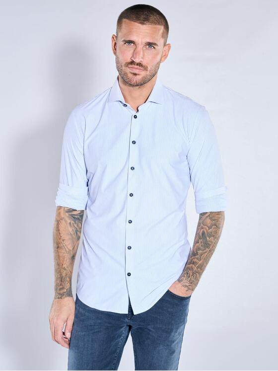 emilio adani Herren Funktionshemd mit feiner Streifenoptik Hellblau 40220