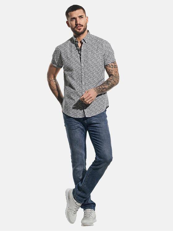 emilio adani Herren Hemd mit sommerlichem All-Over-Print Blau 31238