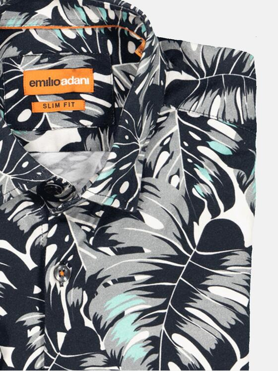 emilio adani Herren Kurzarm-Hemd slim fit Türkis 36222