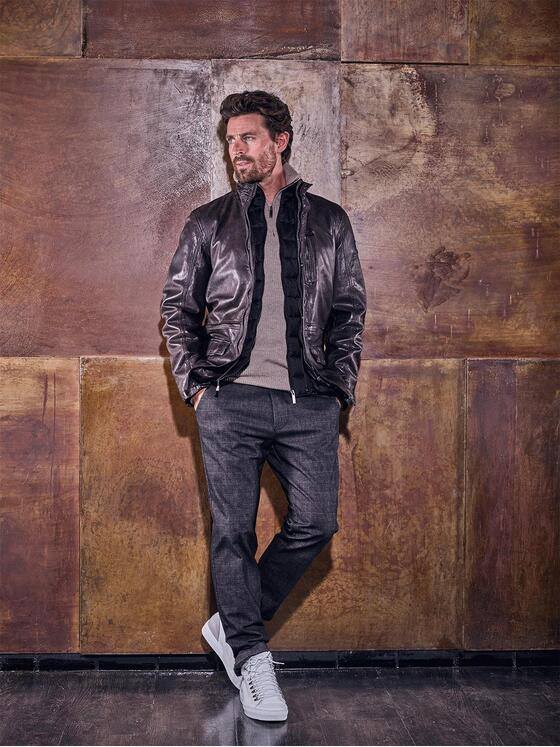 ENGBERS GERMANY Herren Lange Lederjacke Schokobraun 30161