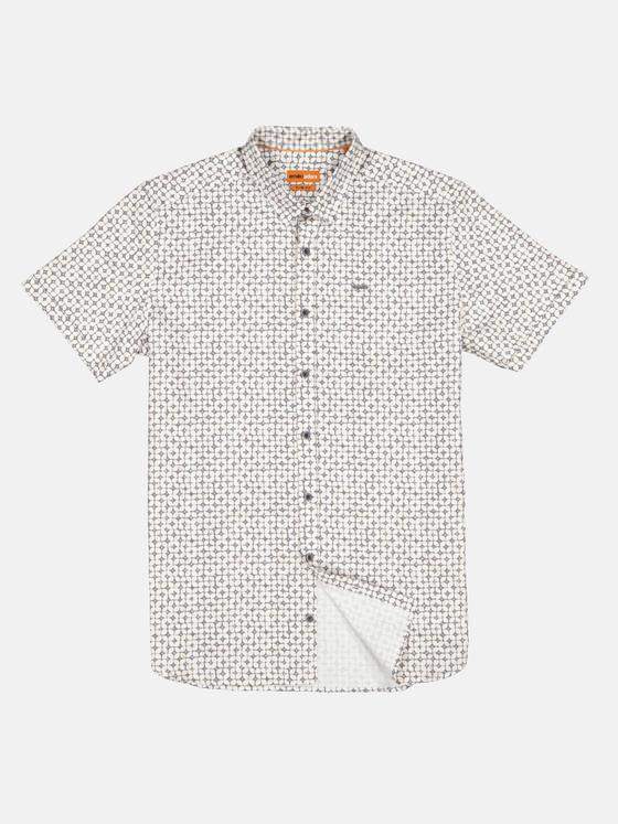 emilio adani Herren Kurzarm-Hemd gemustert Beige 33101