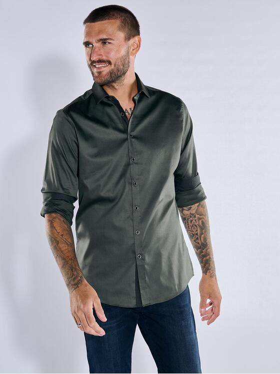 emilio adani Herren Langarm-Hemd "My Favorite" Oliv 35156