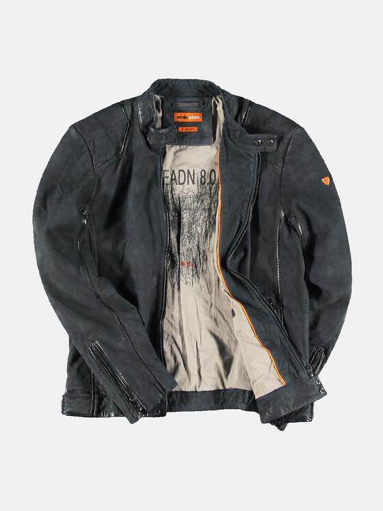 emilio adani Herren Lederjacke Nubuk Blau 31758