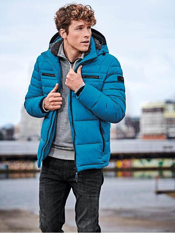 engbers Herren Jacke mit kuscheligem Fellimitat Türkis 30759